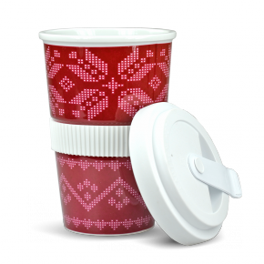 Porzellan Coffee To Go Becher Norweger Rot