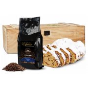 500g Dresdner Christstollen in Premium Holztruhe mit 250g Dresdner Kaffee